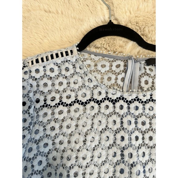 J Crew Daisy Lace Bell Sleeve Top Sz 10 Blue - Picture 8 of 16